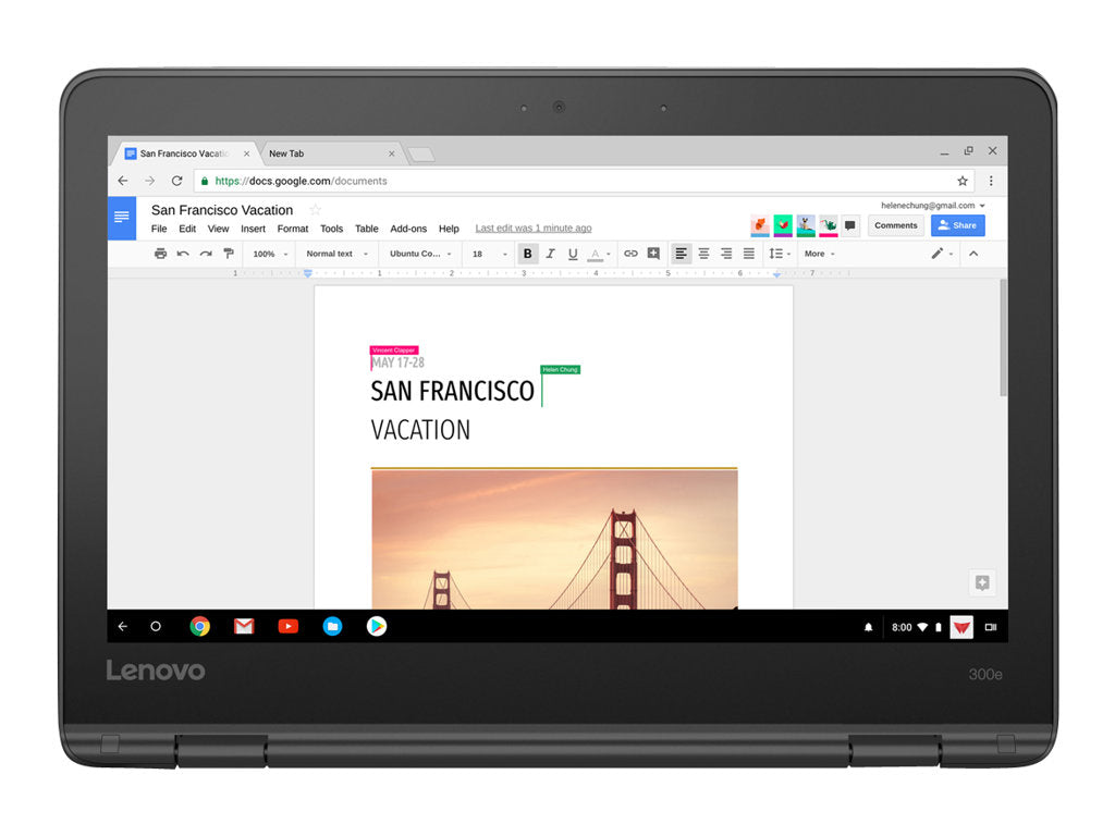 Lenovo 300e Chromebook 11.6″ – Intel Celeron N3350, 4GB RAM, 16GB eMMC